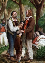 Italian Patriot Giuseppe Garibaldi Leaving Angelo Brunetti Called Ciceruacchio as Anita Dying, August 1849