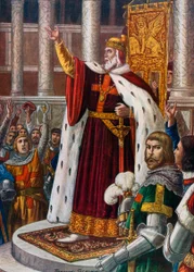The Doge of Venice in San Marco inviting people and soldiers to join the Crusade