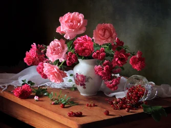 Vibrant Roses and Berries
