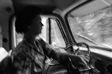 Mildred Cooper, a 43-year-old grandmother, is a truck driver with a logging truck