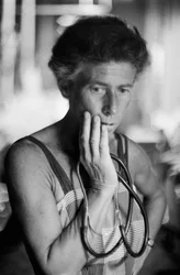 Senior woman American doctor on hospital ship SS Hope