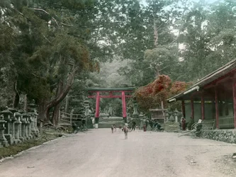 Entrance to the Lantern Shrine in Kasauga Taisha Park, Nara, circa 1900 - 1915