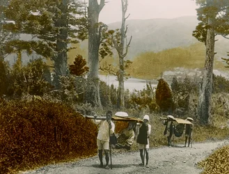 Japanese Girl in a Kago, Hakone Region, circa 1900 - 1915