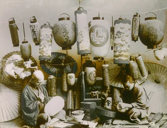 Portrait of Japanese Lantern and Parasol Maker, circa 1900 - 1915