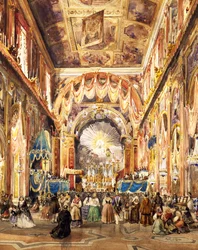 Interior of San Paolo Maggiore Church in Naples for the centennial of St Cajetan