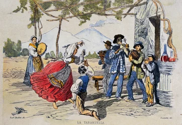 Neapolitan Tarantella, Engraving from Drawing by Teodoro Duclere