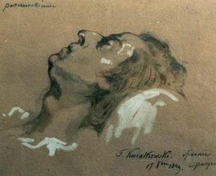 The Polish composer and pianist Frederic Chopin on his deathbed, sketch by Teofil Kwiatkowski