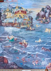 Mural Depicting Scenes from the Ramayana at Wat Phra Kaeo, the Royal Grand Palace, Bangkok, Thailand