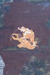 Mural Depicting Scenes from the Ramayana at Wat Phra Kaeo, the Royal Grand Palace, Bangkok, Thailand