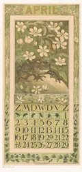 Calendar Page April with Frog
