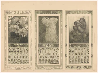 Calendars for July, August, and November 1910
