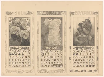 Calendars for July, August, and November 1910