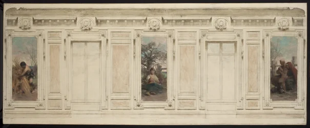 Sketch for the Marriage Hall at Courbevoie Town Hall: Bootmaker, Maternity, Education