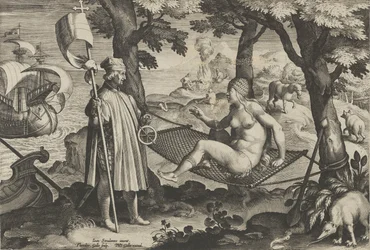 New Inventions of Modern Times [Nova Reperta], The Discovery of America, plate 1