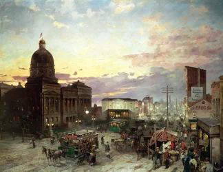 Washington Street, Indianapolis at Dusk