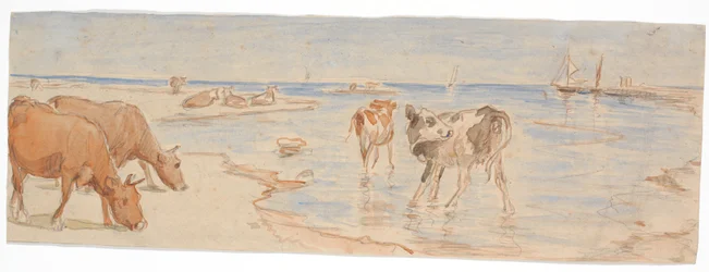 Cows and Calves near the Embarkation Point on Saltholm (sketch for decoration of punch bowl)