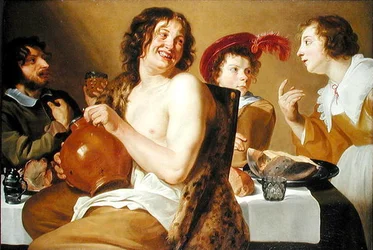 Figures Eating and Drinking Around a Table