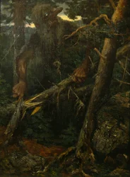Old Troll Breaking Trees in the Forest