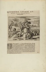 Quomodo Guiani Aureas Suas Imagines Fundere Soleant. (from book, Americae, parts seven and eight)