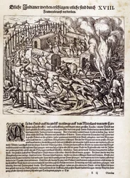 South America: Spanish Conquistadors Burn and Plunder an Indigenous Village
