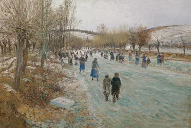 Ice Skaters on the Thaya near Lundenburg