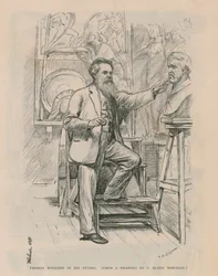 Sculptor Thomas Woolner at Work in His Studio