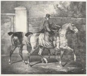 A Groom Exercising Two Horses