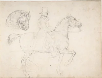 Man on Horseback, and Study of Horse