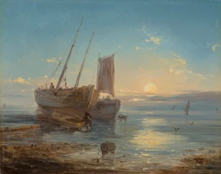 Boats on the Beach at Low Tide
