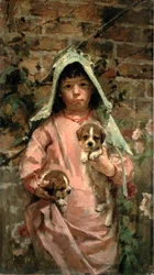 Girl with Puppies
