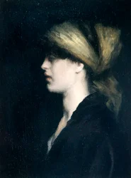 Chiaroscuro, a Profile, the Golden Scarf, c.1900