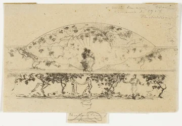 Jupiter and Alcmene and Nymphs and Satyrs on a Frieze Medallion, Study for Decoration of a Frame