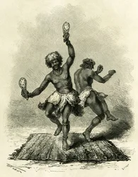 The Prophetic Dance, especially for the Masoupias tribe, lasts all day long, accompanied by drums, songs and claps of hands, the two dancers perform their dance until complete exhaustion, and when they fall unconscious, they leave the fateful words of a hu