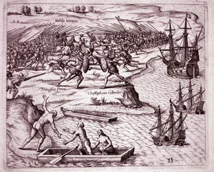 Fourth voyage of Christopher Columbus on the island of Jamaica in 1503