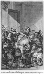 Francisco Pizarro assassinated by an army of conspirators, 1541