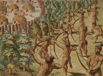 Nighttime Attack on an Indian Village with Flaming Arrows