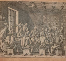 The Egg of Columbus, engraving by Theodor de Bry from Americae pars quarta