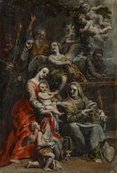 The Holy Family with Saint Anne, other Saints and Angels