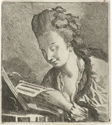 Young Woman Reading Sheet Music