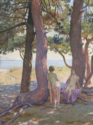 Two Nudes under Pine-Trees