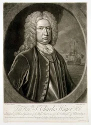 Portrait of Sir Charles Wager (1666-1743) Admiral of the Blue Squadron, Engraved by John Faber (1684-1756) 1732