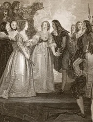 Charles II Receiving the Duchess of Orleans at Dover, Engraved by W. Bromley, Illustration from David Hume