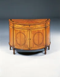 George III marquetry demi-lune commode, c.1760-79
