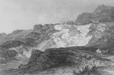 The Ruins of Hierapolis, now called Pambouk Kaleh, on the way from Laodicea