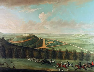 View of Belvoir Castle from the South West, with Belvoir Hunt in Full Cry, 1730