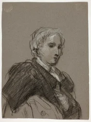 Bust of a Woman; Draped Figure, Three-Quarter Length