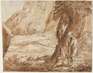 Landscape with Sheep and Two Shepherds