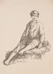 Specimens of Polyautography: Boy Seated on a Grassy Bank