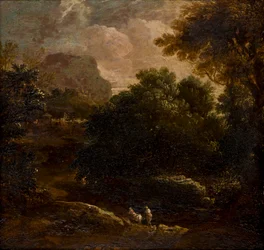 Wooded landscape with figures
