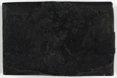 Woodblock for Woman Picking Flowers